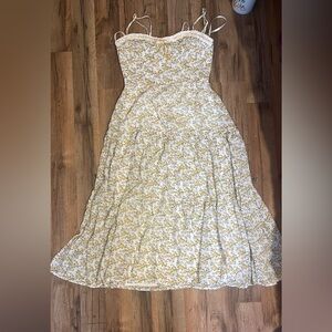 Floral White and Yellow Women's Dress